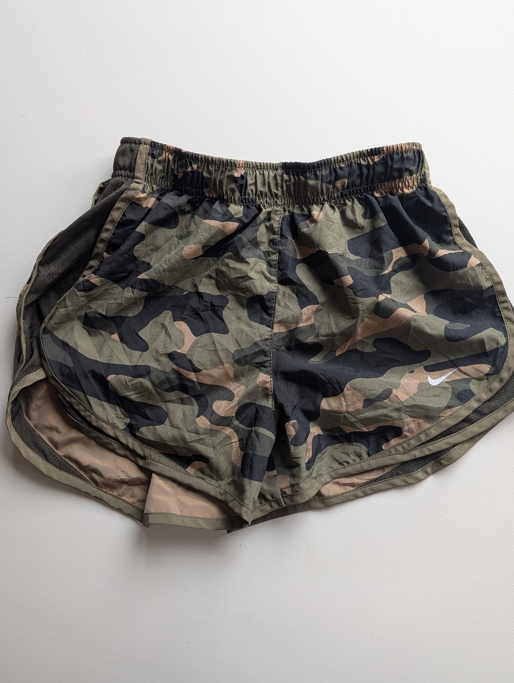 Nike Women's Camo Running Shorts - Olive/Black - Picture 2 of 5